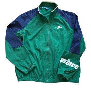 Prince Pickleball Track Jacket Men's L Green/Blue Colorblock Full Zip Athletic